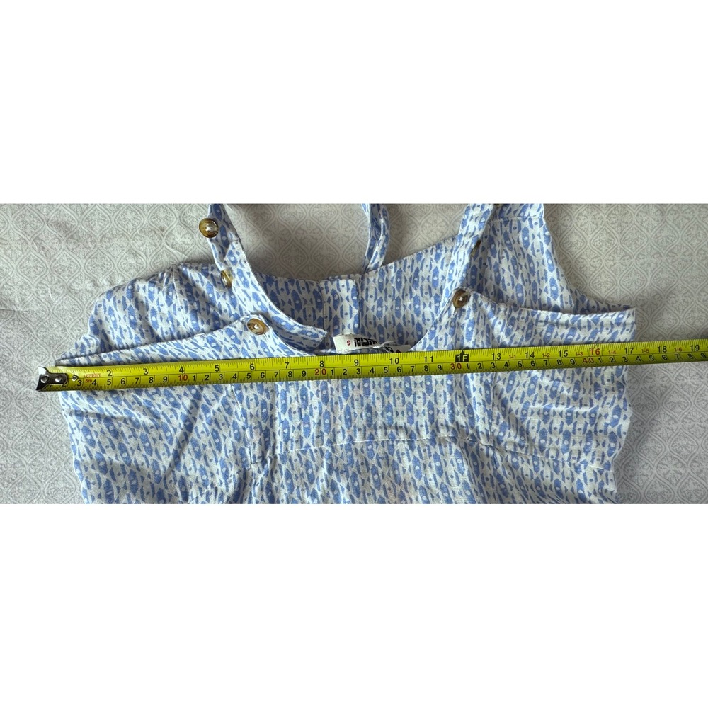 Ciao Lucia Azure Blue White Cotton Button Front Cross Back Midi Dress Small - Picture 9 of 15